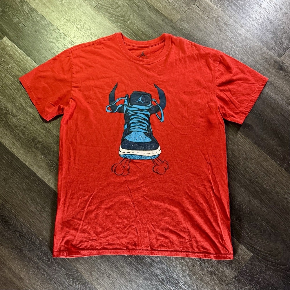 Jordan Graphic T-Shirt Red Sneaker Monster Air Jumpman Menswear XXL‎